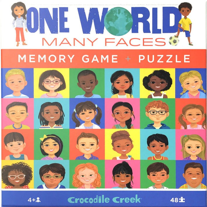 Crocodile Creek-48 PCS Memory Game/One World, Many Faces Puzzle, Multicolore, 77523 - Giochi e Prodotti per l'Età Evolutiva Crocodile Creek-48 PCS Memory Game/One World, Many Faces Puzzle, Multicolore, 77523 - Giochi e Prodotti per l'Età Evolutiva