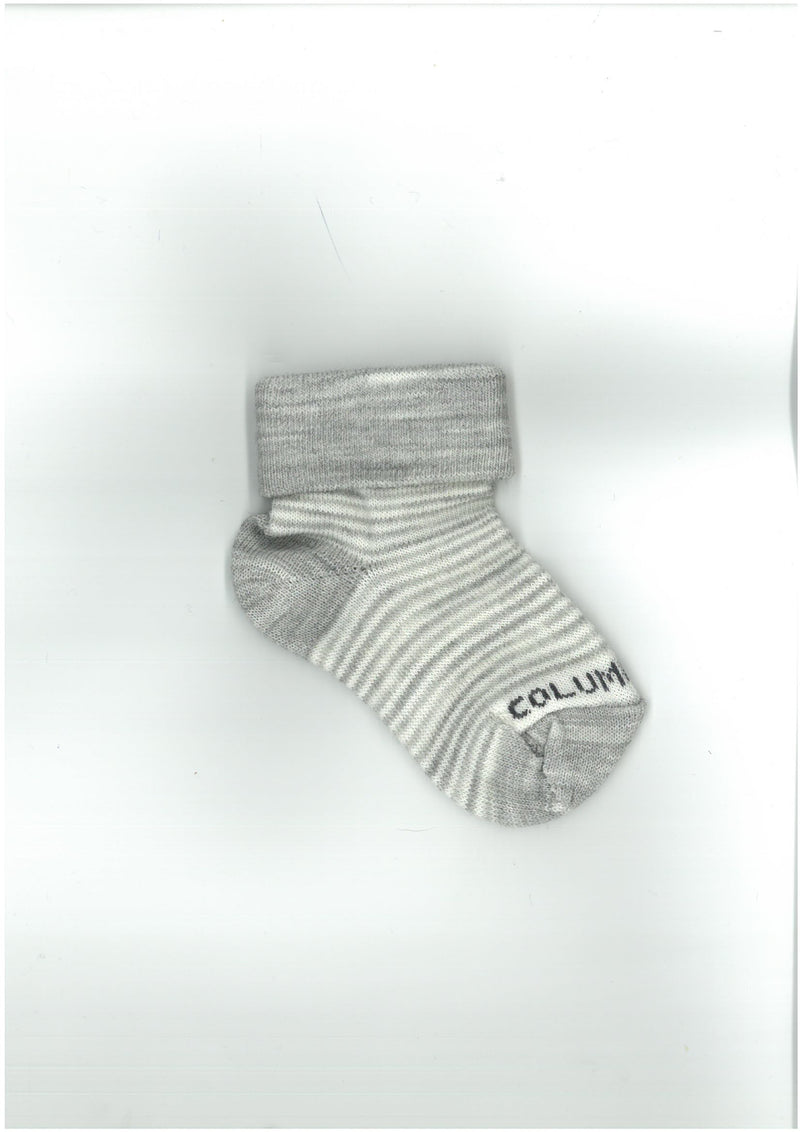 Columbine | Merino Fold-Over Cuff Baby Sock Grey & White