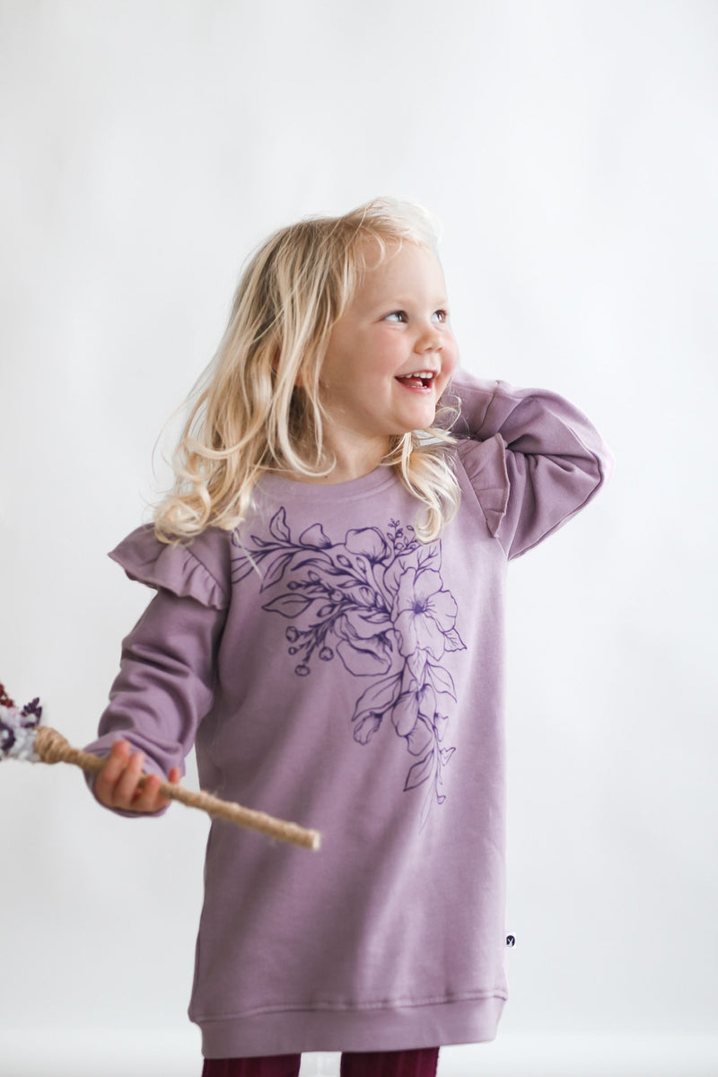 Burrow & Be | Lilac Winter Floral Sweater Dress