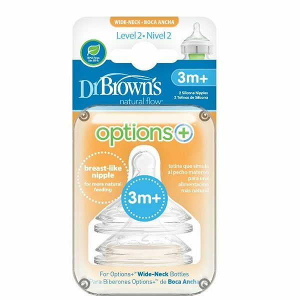 Dr Brown's | Options+ W/N Level 2 Twin pk Teats  3m+