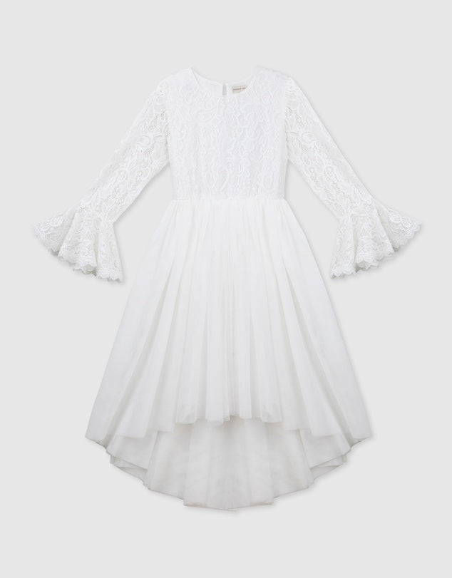 Designer Kidz | Olivia L/S Lace Dress - Ivory