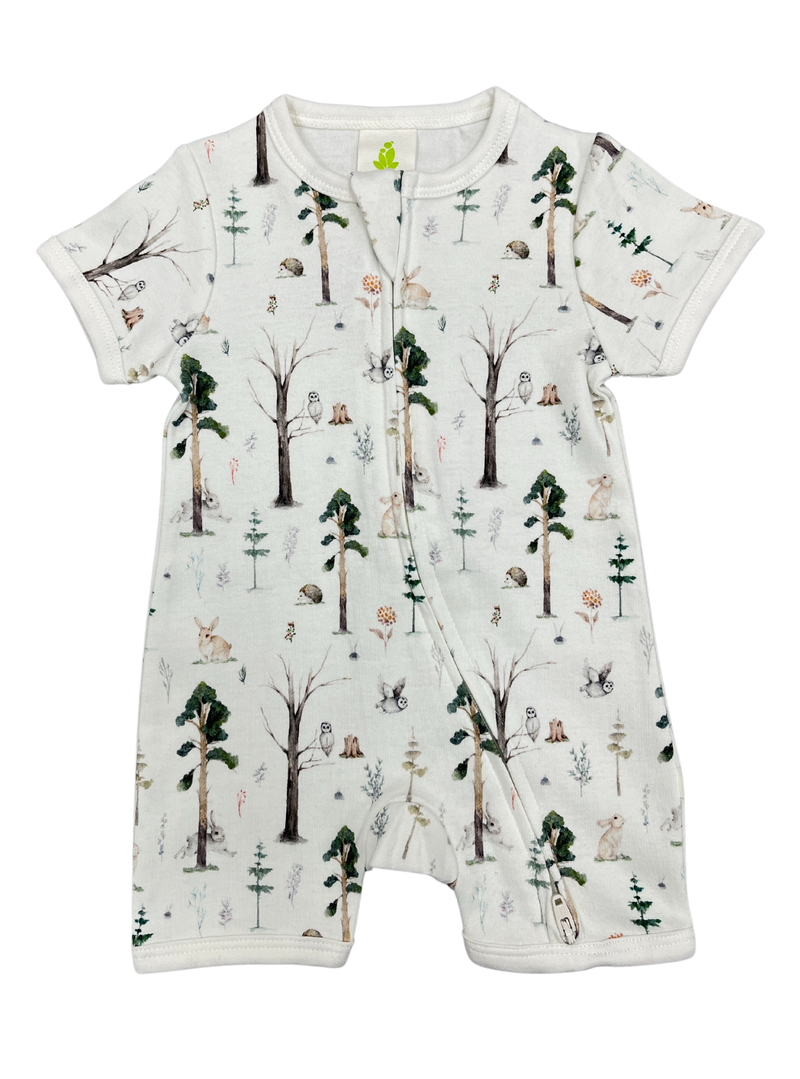 Imababywear | Baby's  Short Sleeve Zipsuit - Tropical Woods