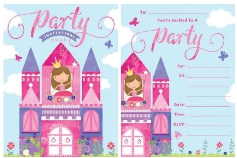 Princess Party Invitation Pad 20 Sheets