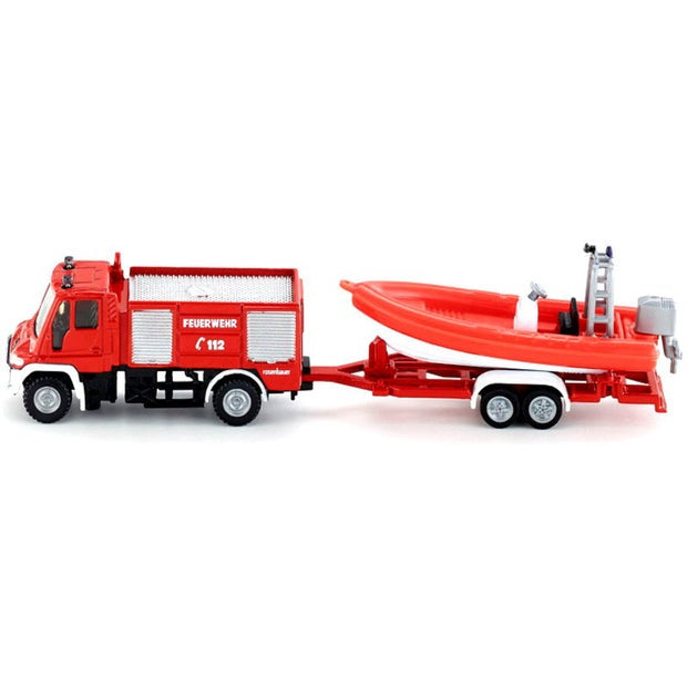 Siku 1636 Mercedes Unimog Fire Truck with Rescue Boat