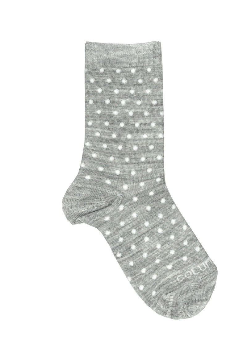 Columbine | Merino Crew Spot Socks -Grey/White Spot
