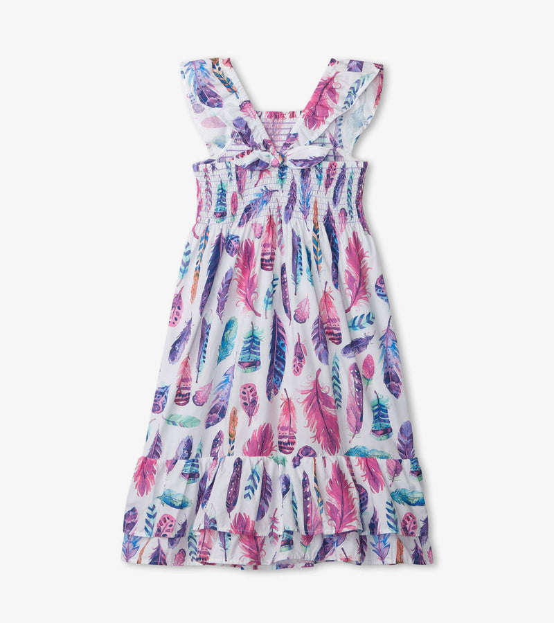 Hatley | Watercolour Feathers Smocked Maxi Dress