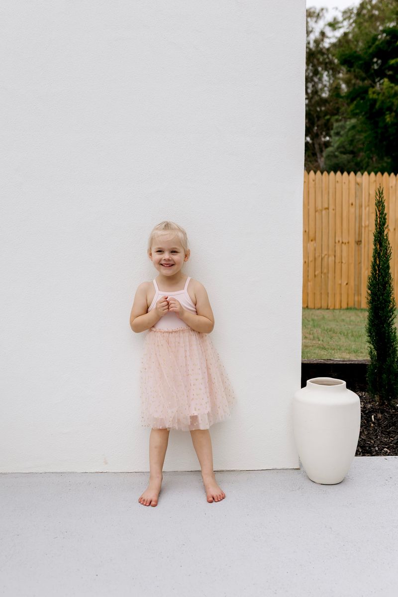 Confetti Kidz | Ribbed Tulle Dress - Soft Petal