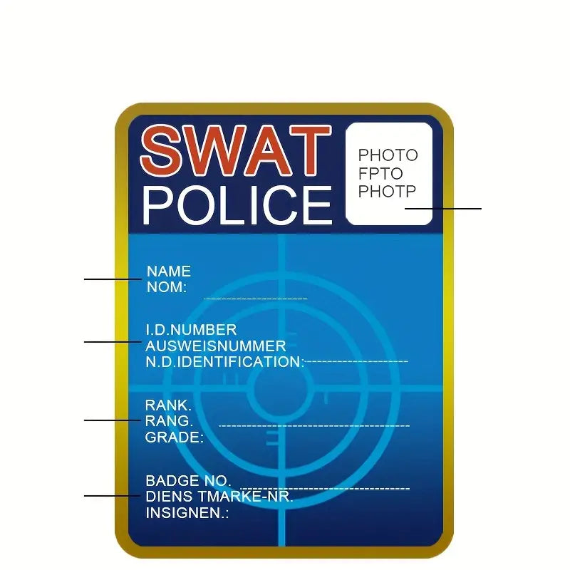 Swat Police Id Badge Toy - Realistic Role-Playing Certificate