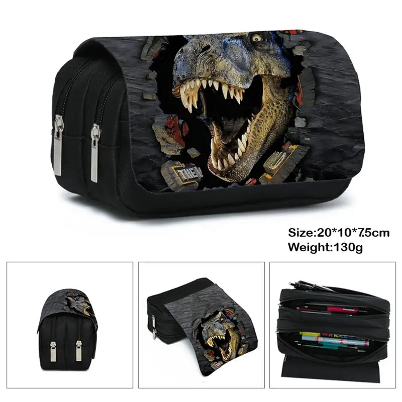 Dinosaur Black Pencil Case