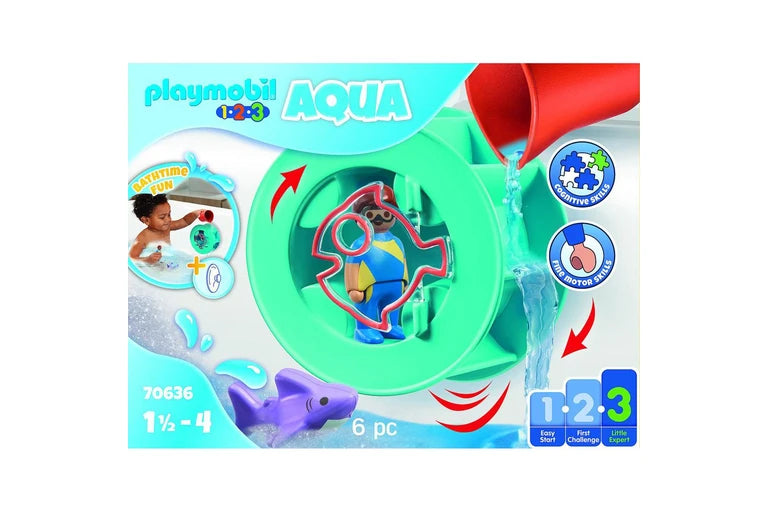 Playmobil 1.2.3 Aqua - Water Wheel with Baby Shark