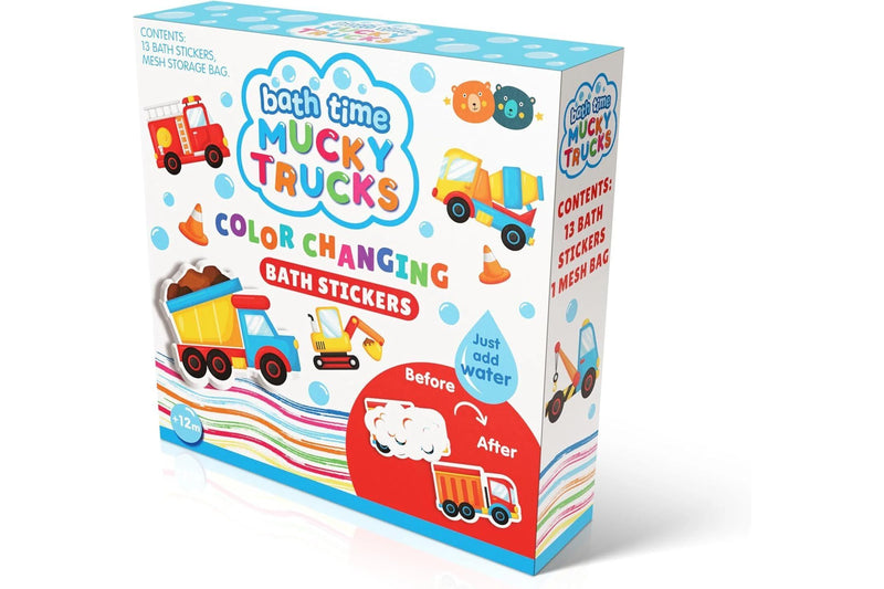 Buddy & Barney: Colour Changing Bath Stickers - Mucky Trucks