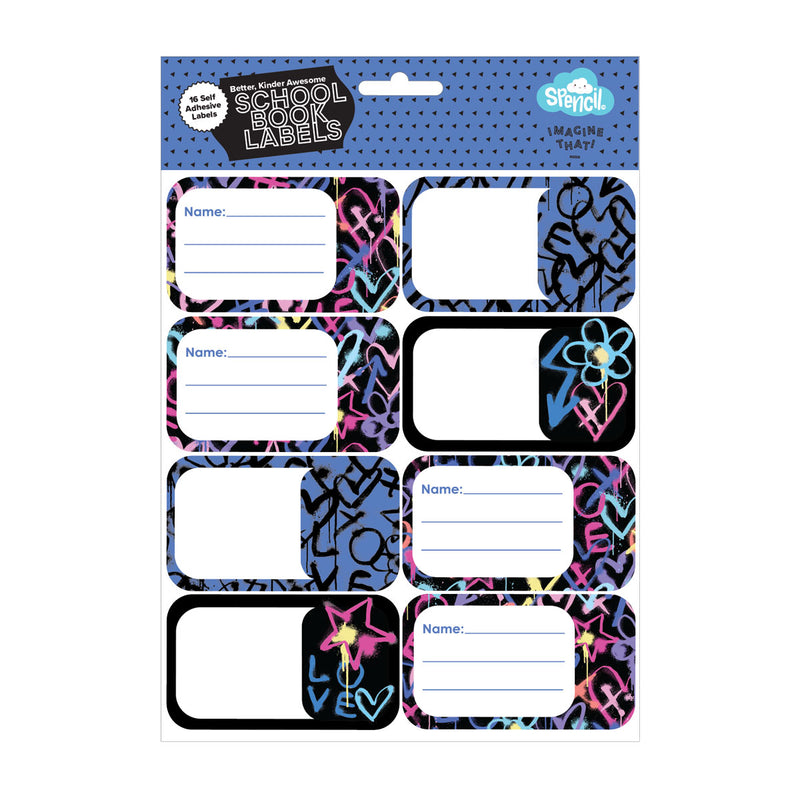 Spencil  | Hearts and Crosses Name & Subject Labels 16 Pack