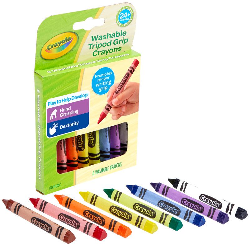 Crayola Young Kids Washable Tripod Grip Crayons 8Pk