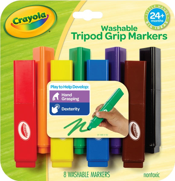 Crayola Young Kids Washable Tripod Grip Markers 8Pk