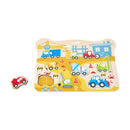 Hape - Wooden Construction Vehicle Peg Puzzle