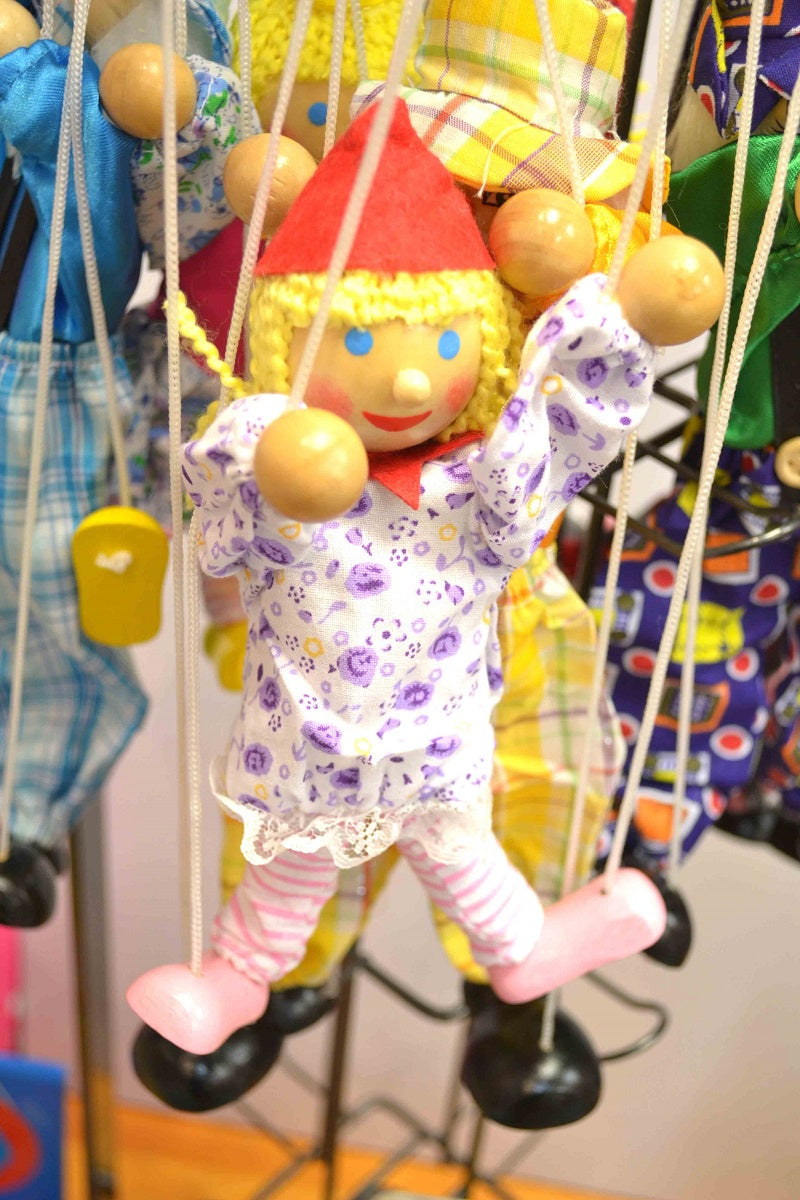 Pull String Puppet Female Wooden Marionette Toy - Asst
