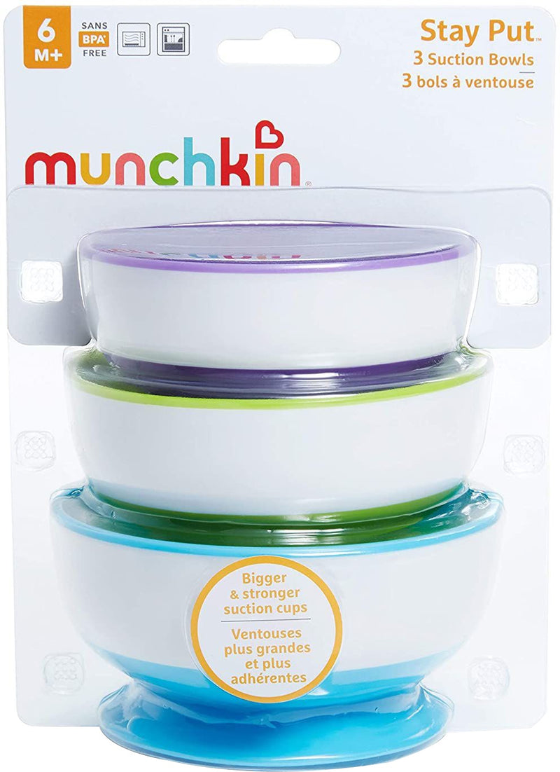 Munchkin 3pk Stay-Put Suction Bowls