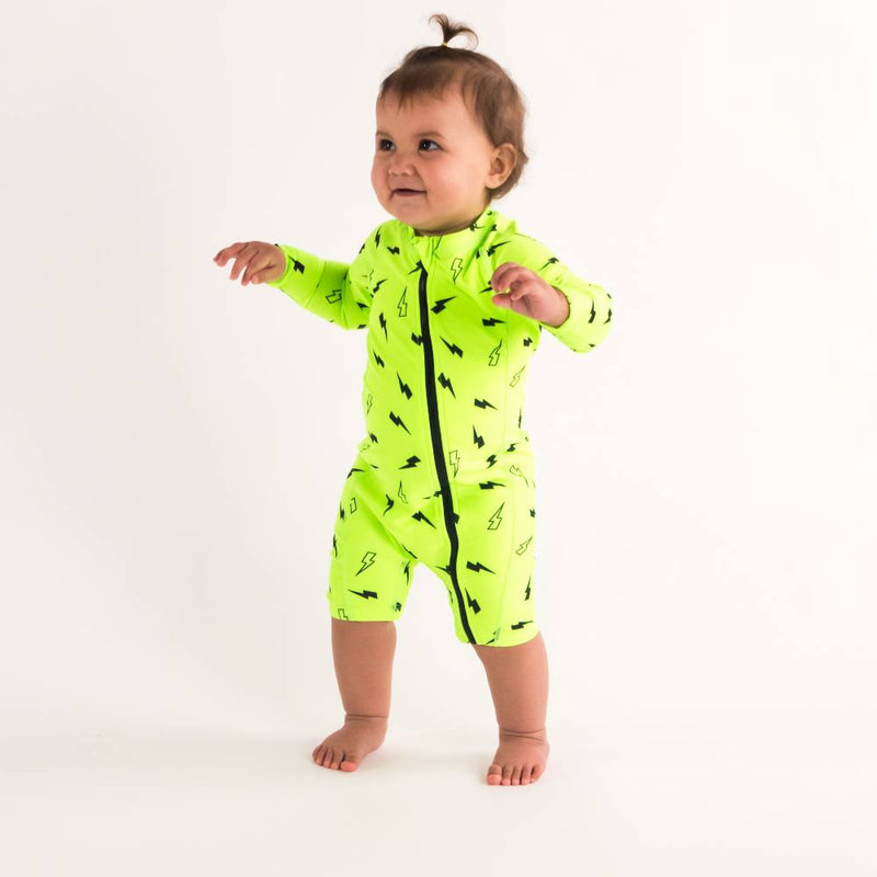 Nestling | Neon by Nestling Shortie Swimmers - Green Bolts