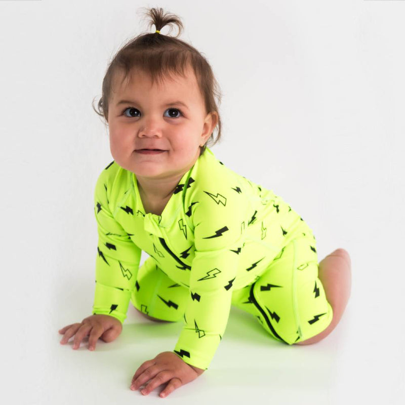 Nestling | Neon by Nestling Shortie Swimmers - Green Bolts