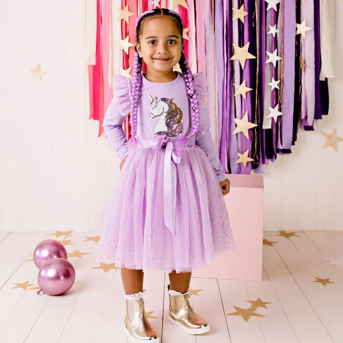 Designer Kids  Unicorn Sequin Lavender Tutu Dress