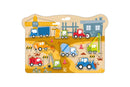 Hape - Wooden Construction Vehicle Peg Puzzle