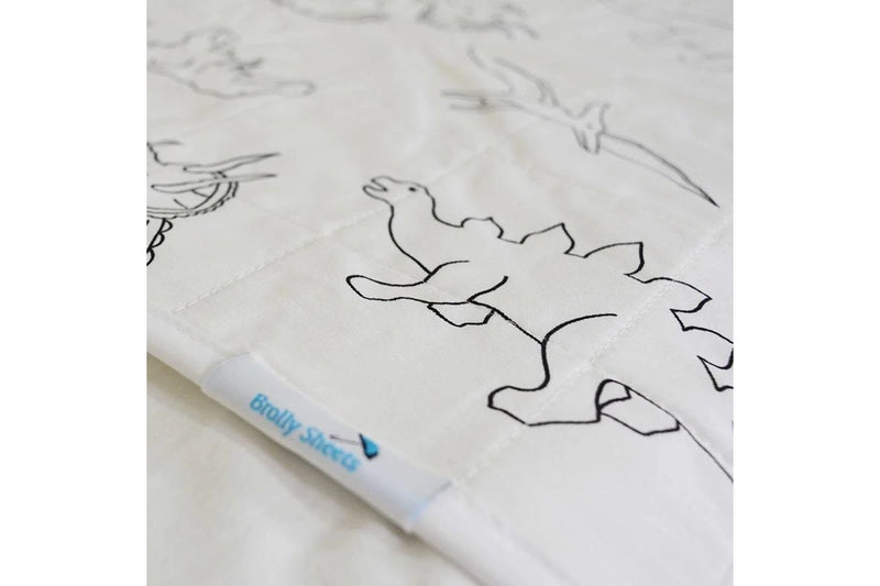 Brolly Sheets | King Single White Dinosaurs