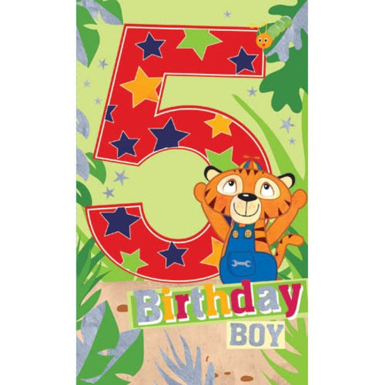 Birthday Boy 5-year-old Tiger Card.