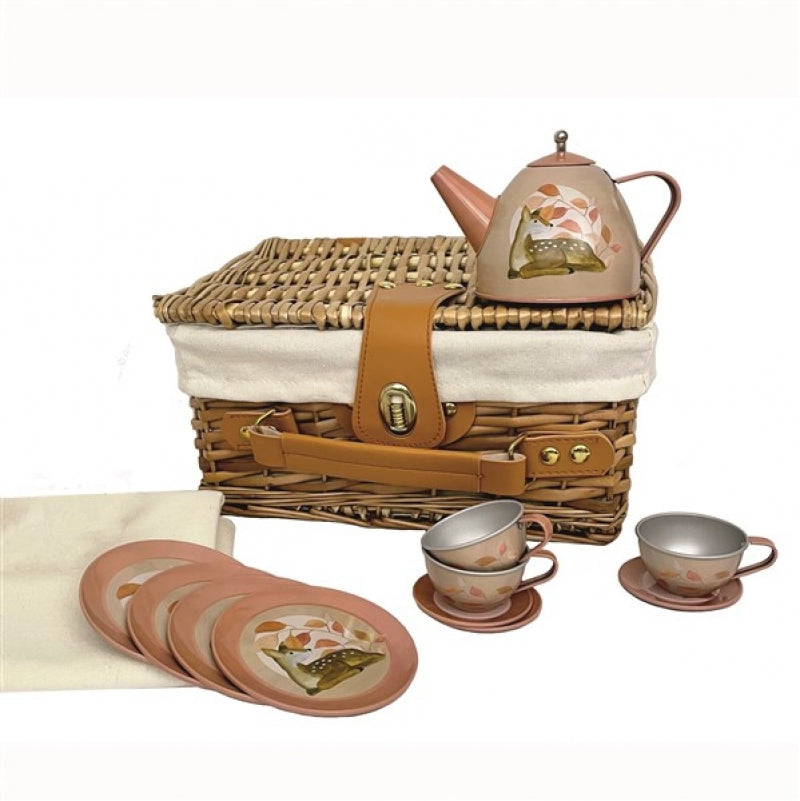 Egmont | Tin Tea Set In Wicker Basket - Hedgehog