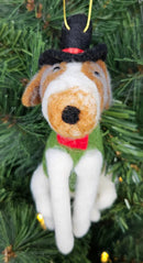 Christmas Felted Decoration - Dog with Top Hat