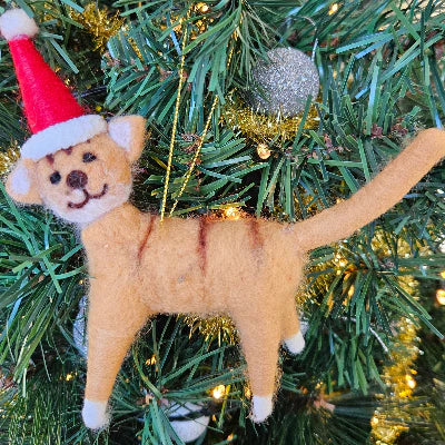 Christmas Felted Decoration - Christmas Cat