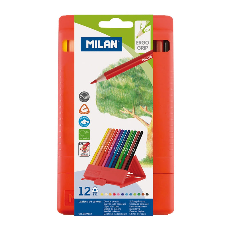 Milan  | Flexibox Coloured Pencils Triangular Pack 12 Assorted Colours