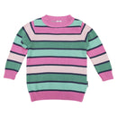 Korango | Girls Long Striped Knit Sweater - Green/Pink