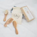 living textiles | 3 Pieces Wooden Brush & Comb Set in Brown