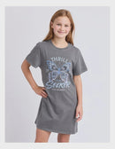 Eve Girl | Wild Heart Tee Dress (8 - 14 Years) in Charcoal