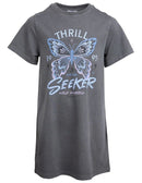 Eve Girl | Wild Heart Tee Dress (8 - 14 Years) in Charcoal