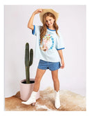 Eve Girl | Rodeo Ringer Tee (8-14 Years) in Light Blue