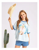 Eve Girl | Rodeo Ringer Tee (8-14 Years) in Light Blue