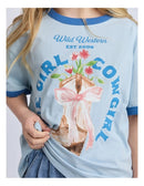 Eve Girl | Rodeo Ringer Tee (8-14 Years) in Light Blue