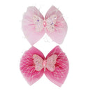 Pink Poppy Glitter Butterfly Bow Hair Clip
