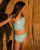 Minihaha | Koa Print  Aqua Bikini 8-14 YRS