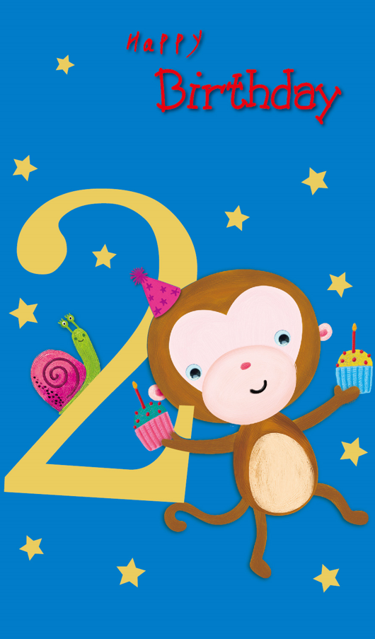 2 today birthday card - Monkey