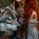 10pcs Watercolor Wolf Temporary Tattoos