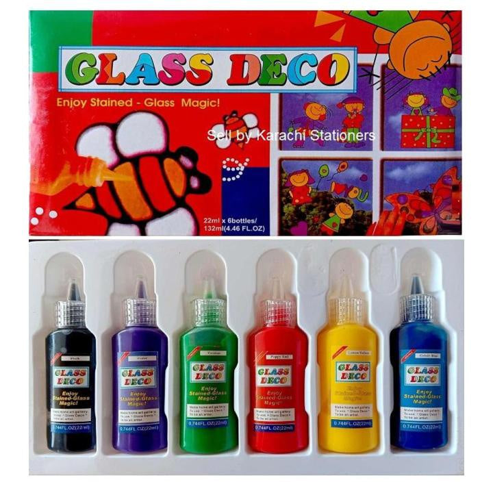 Glass Deco 6 bottles  Paints with 10 Stencils