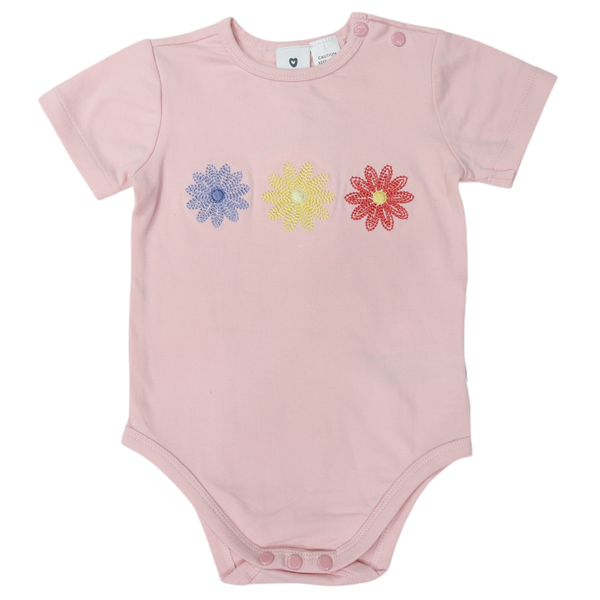 Korango | Flower Appliqued Bodysuit-Pink