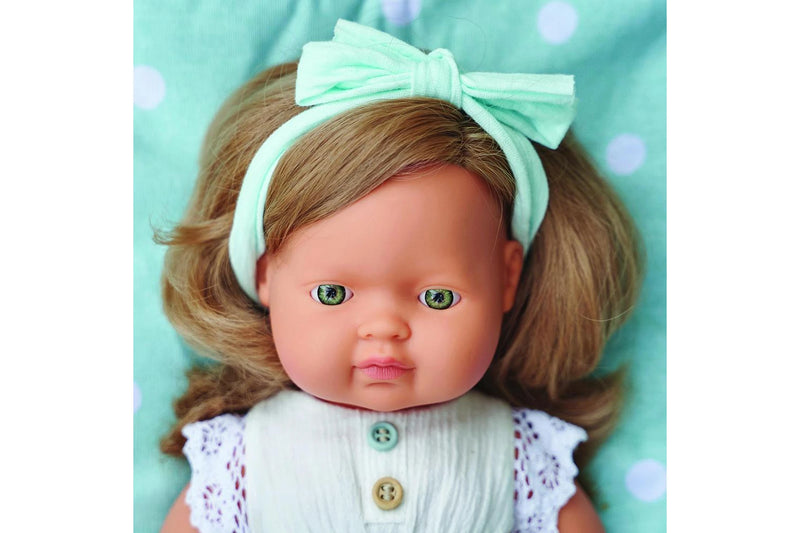 Miniland Baby Doll Caucasian Dark Blonde Girl 38cm RRP $89.99