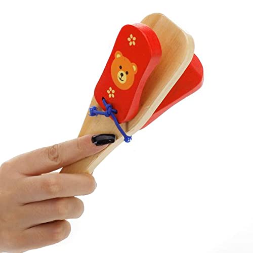 Kids Musical Percussion Instrument Wooden Castanet Clapper w/Handle