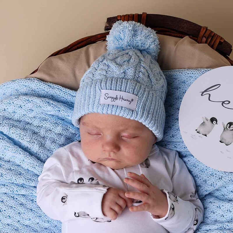 SNUGGLE HUNNY | BABY BLUE ORGANIC KNIT BEANIE