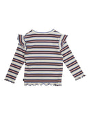 Animal Crackers - Alpine Frill LSLV Rib - stripe - Kids