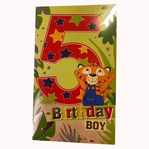Birthday Boy 5-year-old Tiger Card.