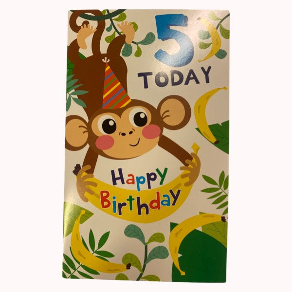 5 Today Happy Birthday - Monkey card